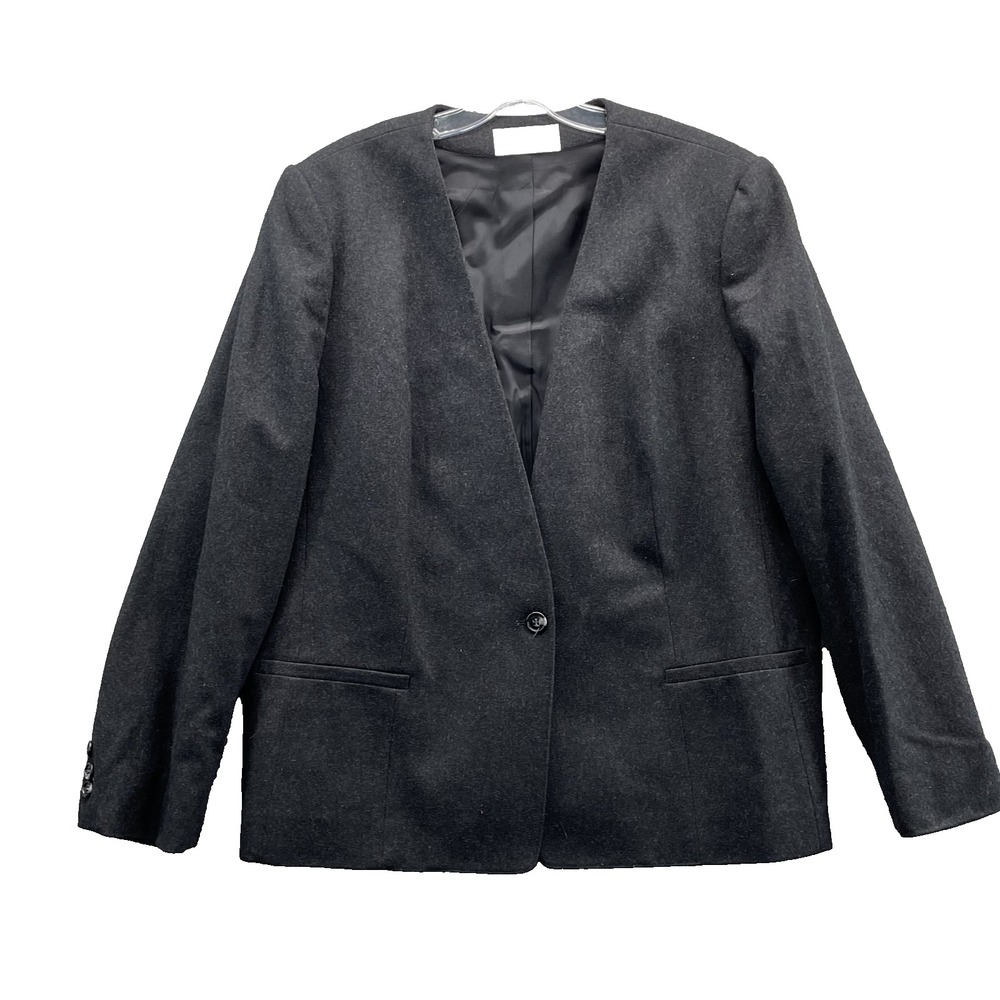 VTG Evan-Picone The Classic Woman‎ Blazer 40 Gray Wool Blend Corpcore Business